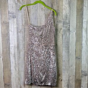 Xscape (with flaws)Size 10 Beige/Tan Underlay Silver Sequin 1 Arm Party …